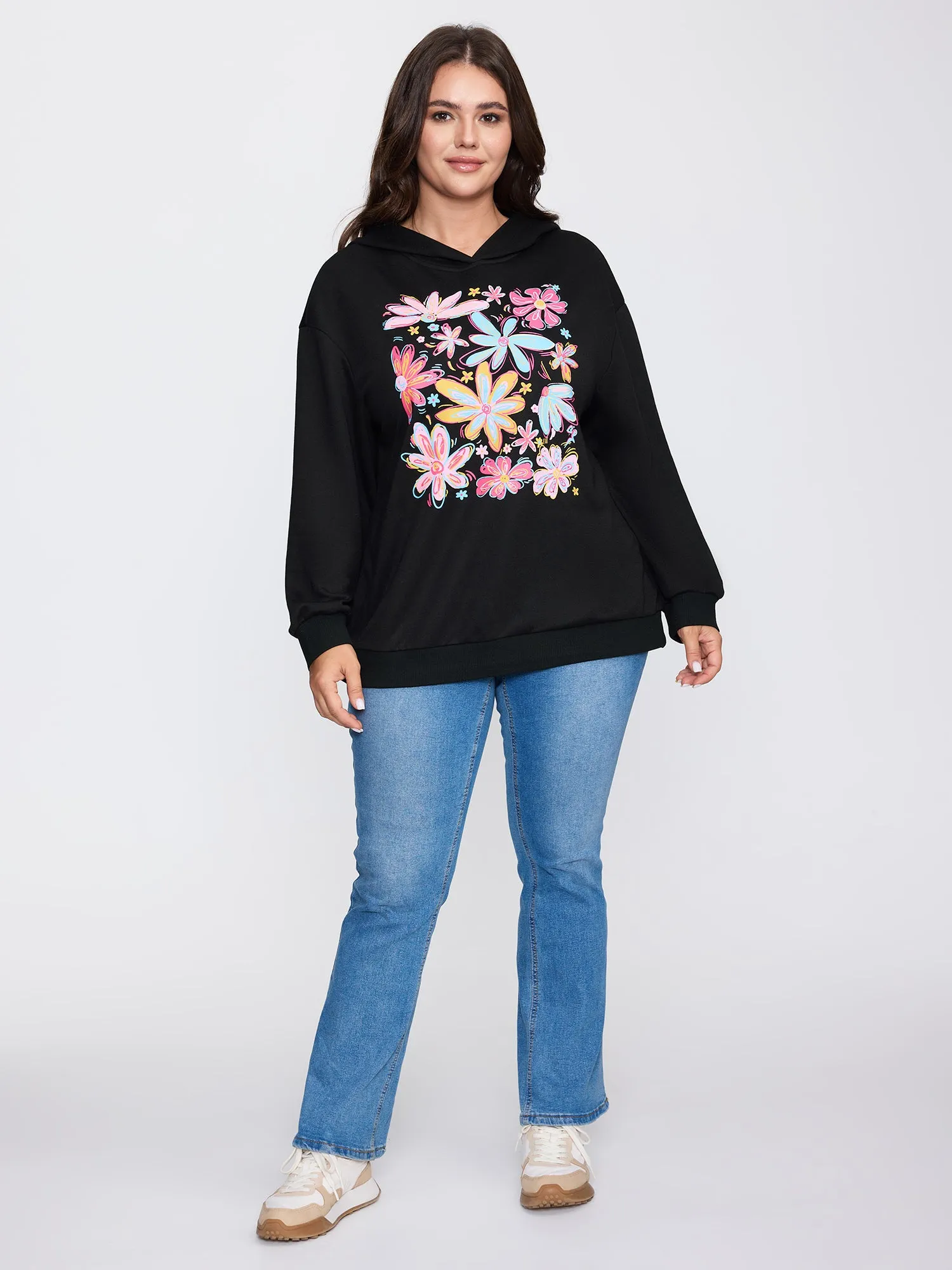 Colorful Floral Print Hoodie Sweatshirt sold by Bloomchic product image thumbnail 3