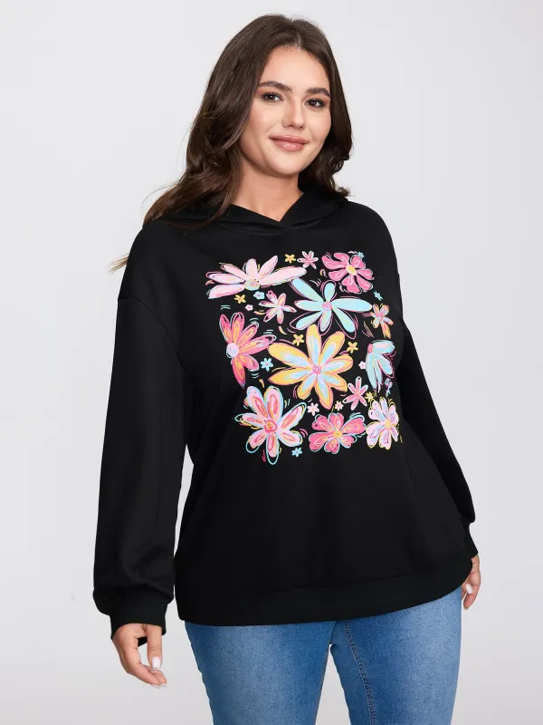 Colorful Floral Print Hoodie Sweatshirt sold by Bloomchic