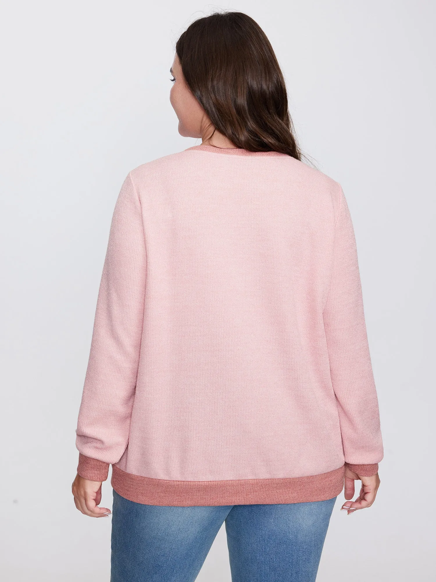 Textured Stretchy Color Contrast Sweatshirt sold by Bloomchic product image thumbnail 4