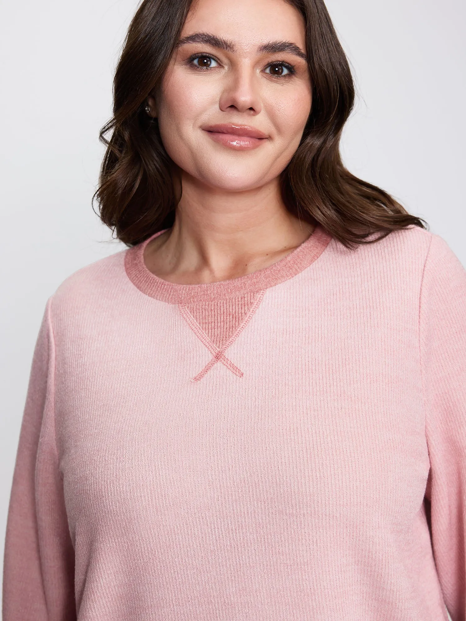 Textured Stretchy Color Contrast Sweatshirt sold by Bloomchic product image thumbnail 2