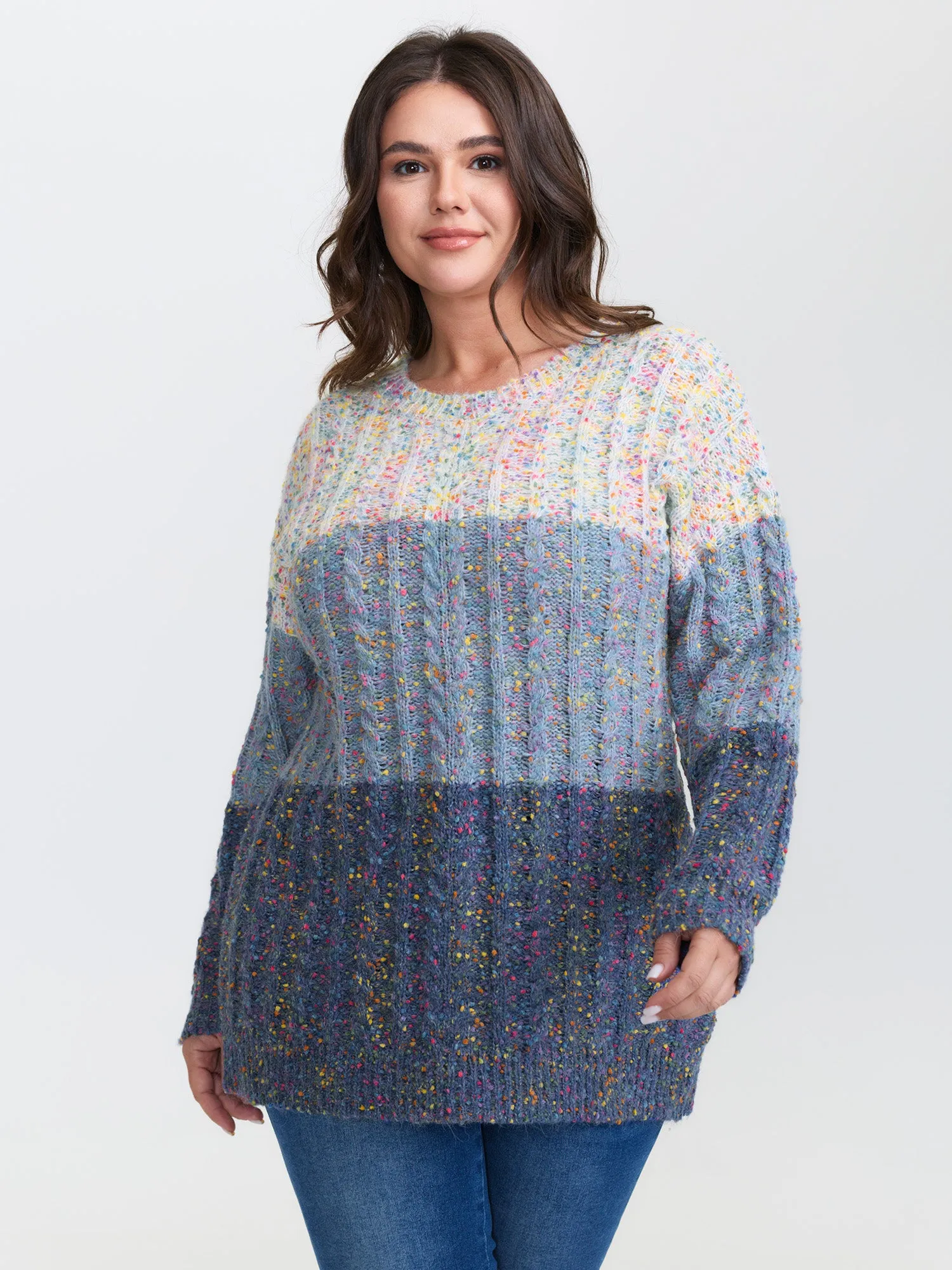 Colorblock Heather Round Neck Pullover sold by Bloomchic