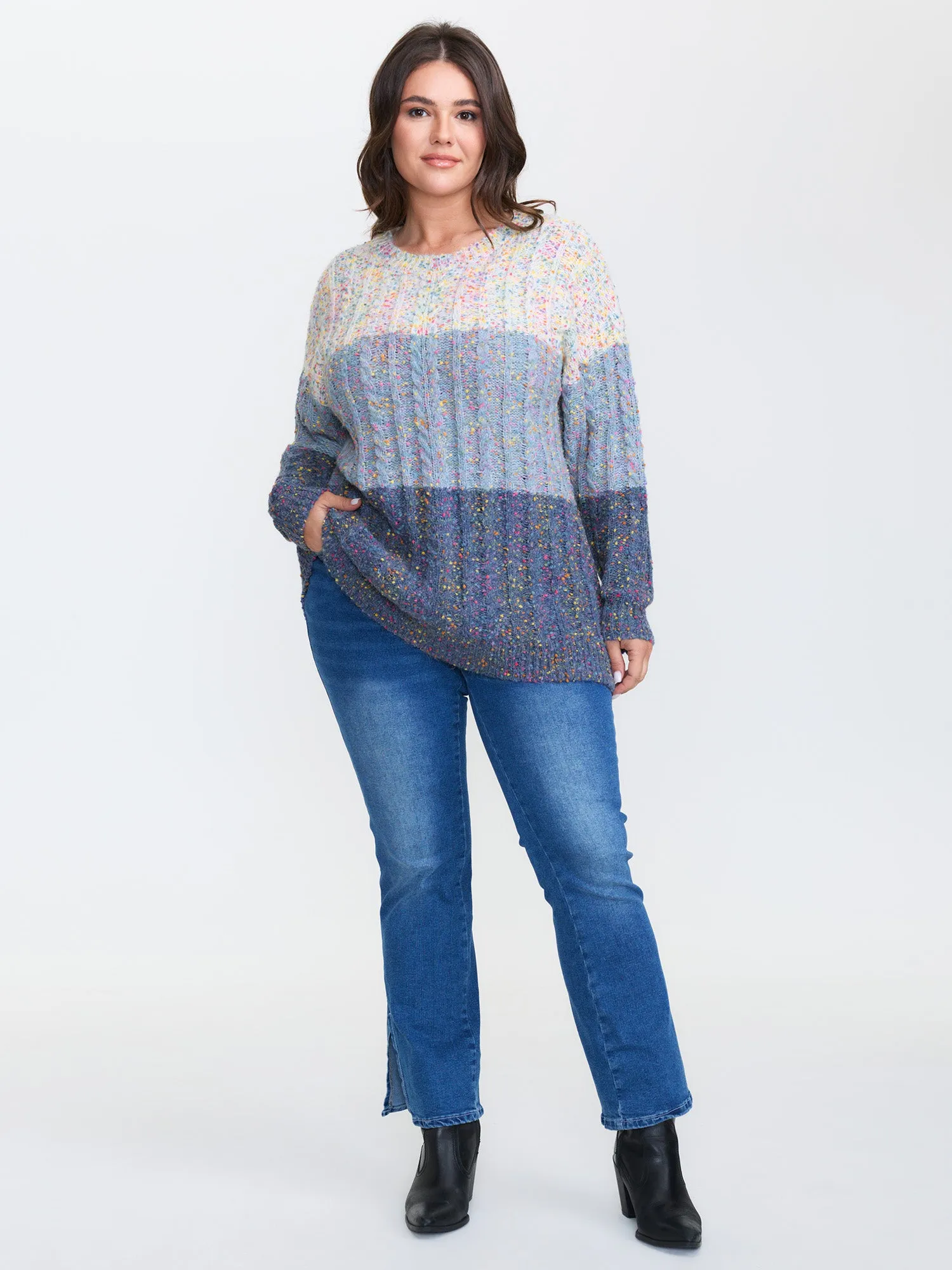 Colorblock Heather Round Neck Pullover sold by Bloomchic product image thumbnail 3