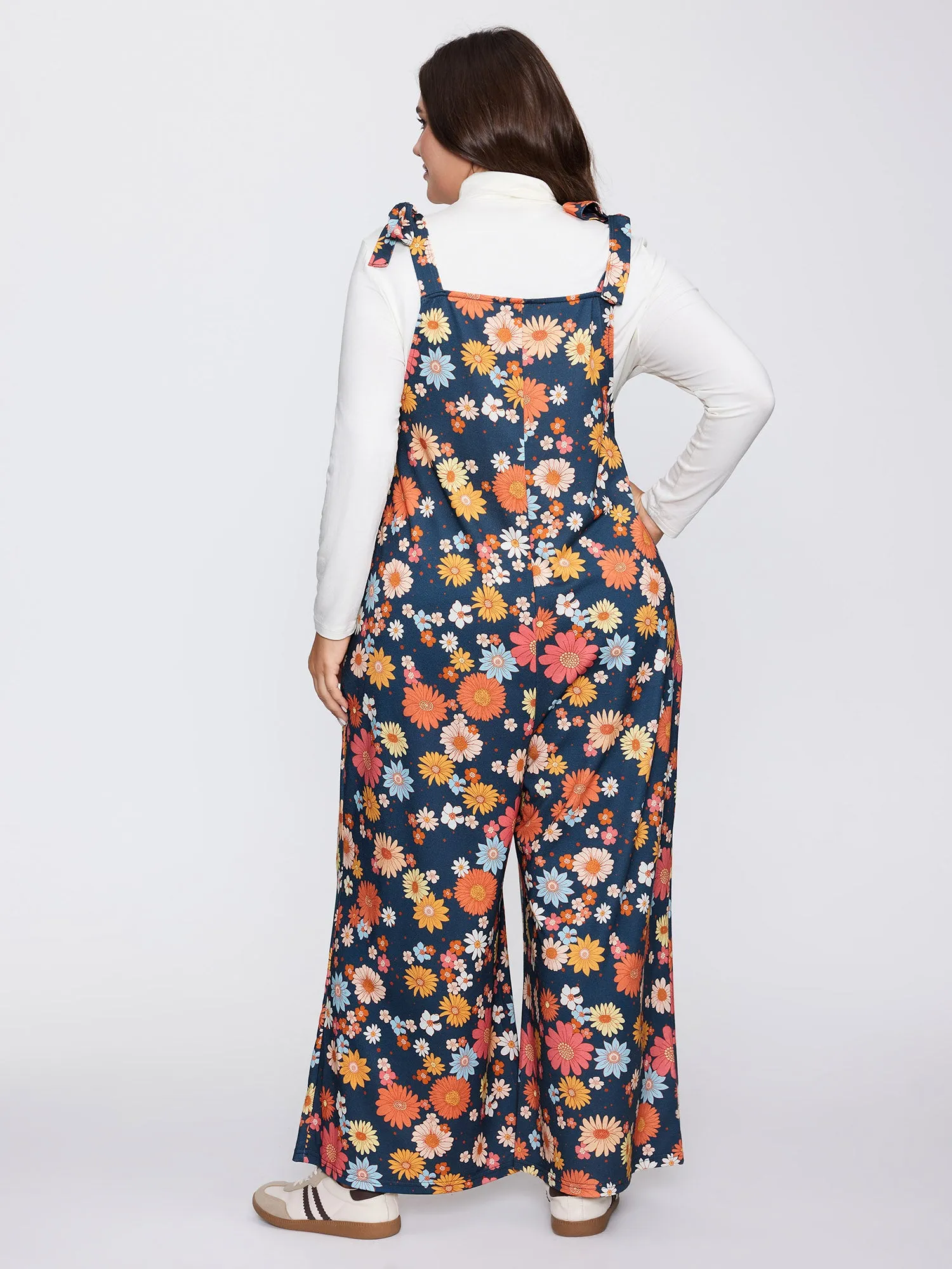 Floral Print Adjustable Shoulder-Tie Pockets Jumpsuit sold by Bloomchic product image thumbnail 4