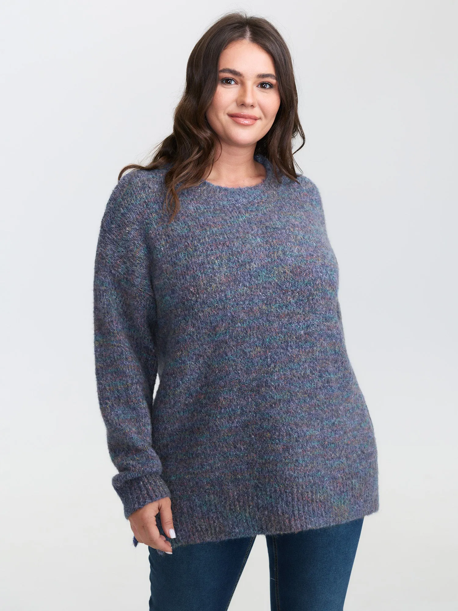 Heather Color Gradient Round Neck Pullover sold by Bloomchic