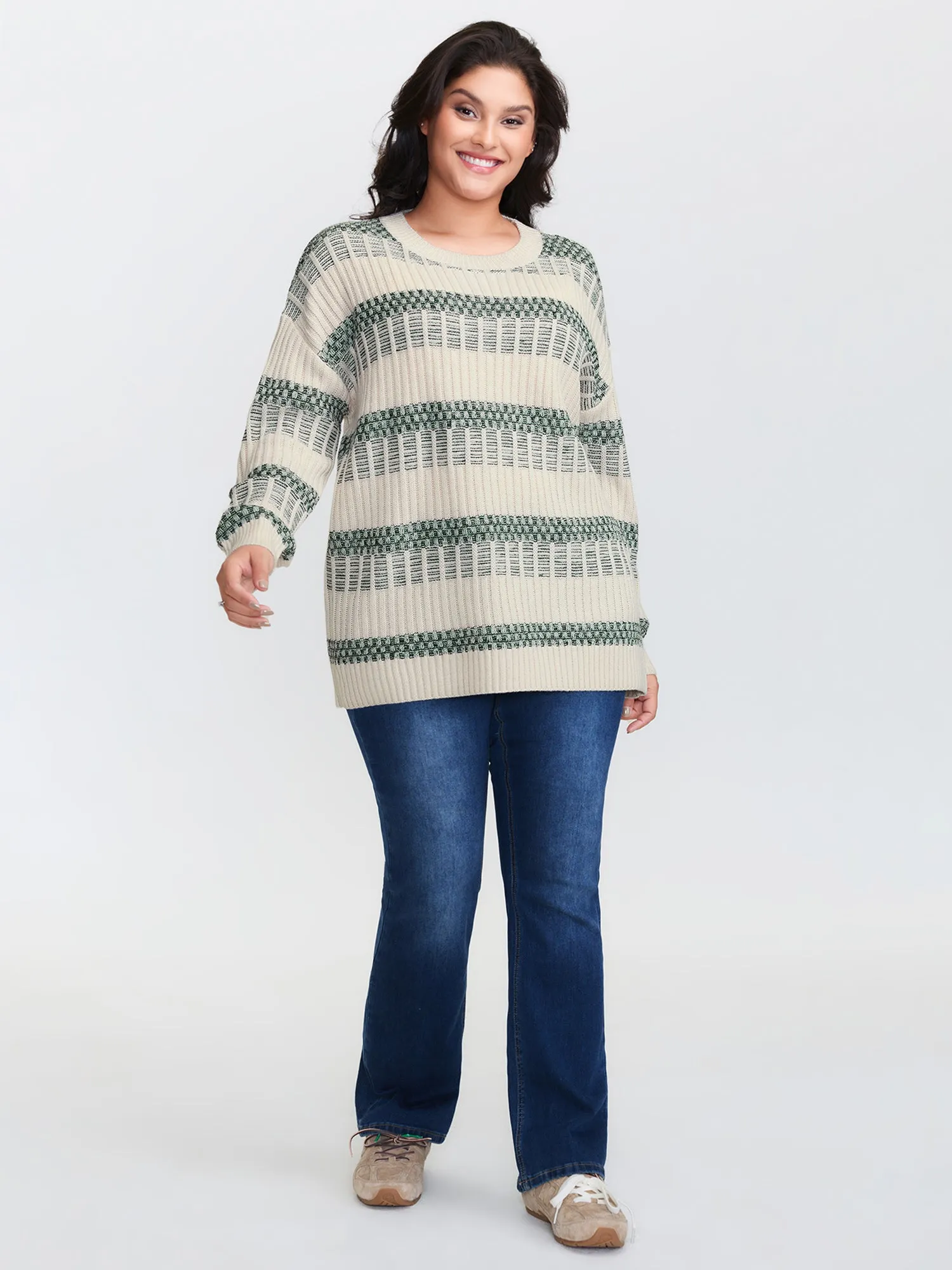 Color Stripes Textured Round Neck Pullover sold by Bloomchic product image thumbnail 3