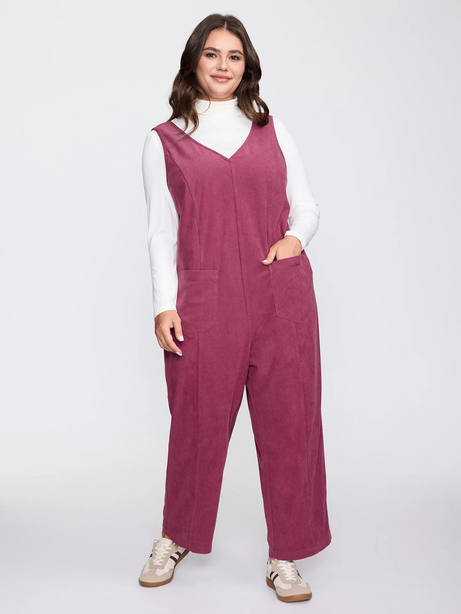 Textured V-Neck Sleeveless Jumpsuit sold by Bloomchic product image thumbnail 3