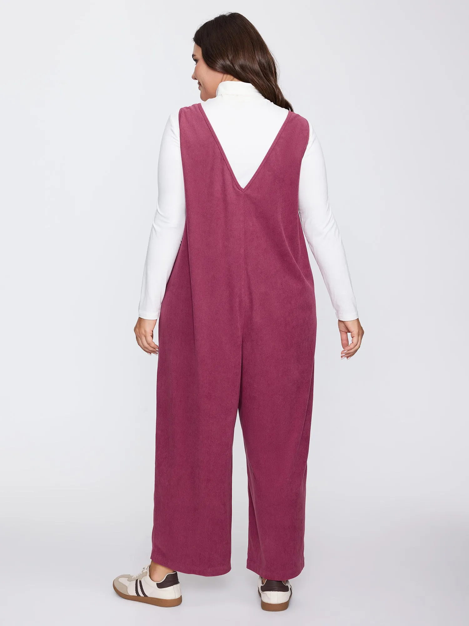 Textured V-Neck Sleeveless Jumpsuit sold by Bloomchic product image thumbnail 4