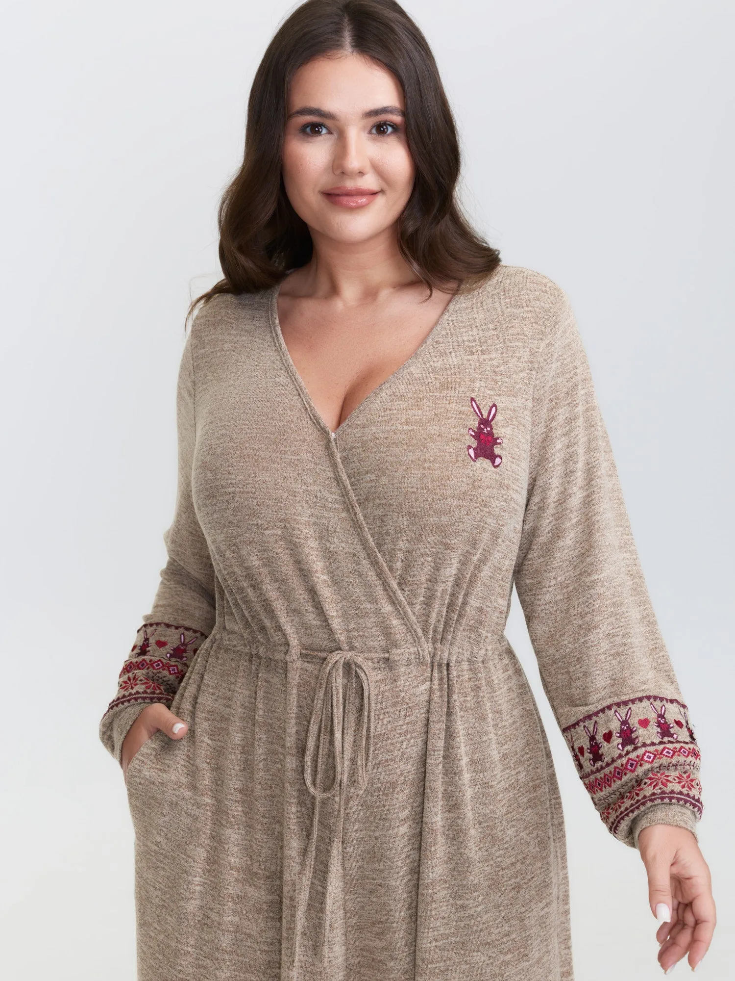 Stretchy Embroidery Pockets Drawstring Lounge Jumpsuit sold by Bloomchic product image thumbnail 2