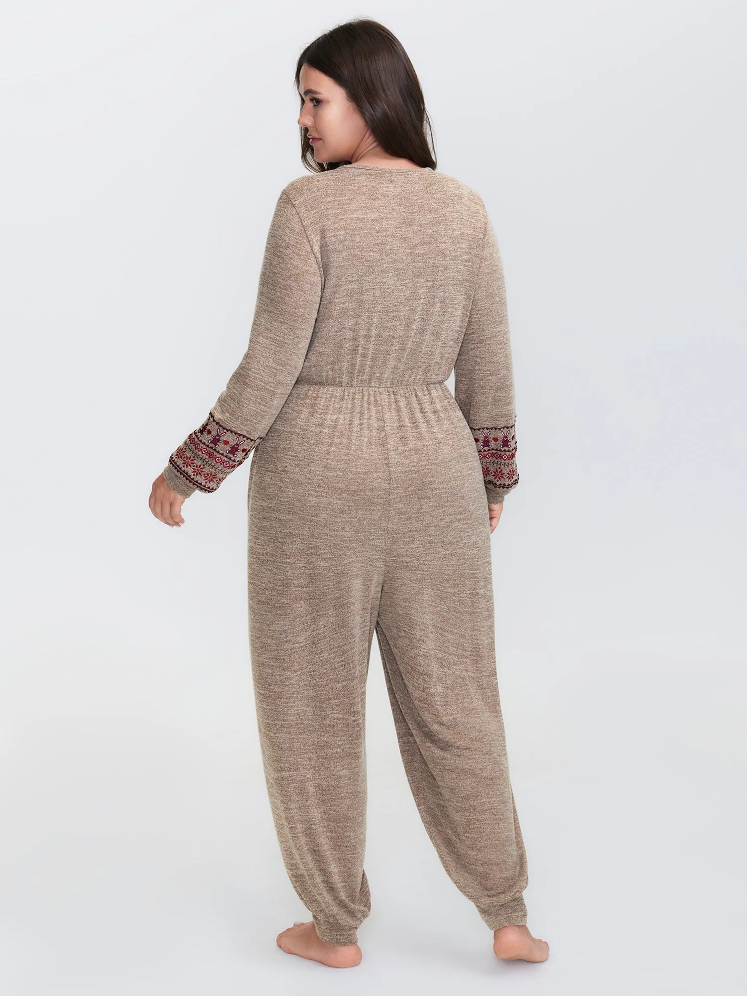 Stretchy Embroidery Pockets Drawstring Lounge Jumpsuit sold by Bloomchic product image thumbnail 4