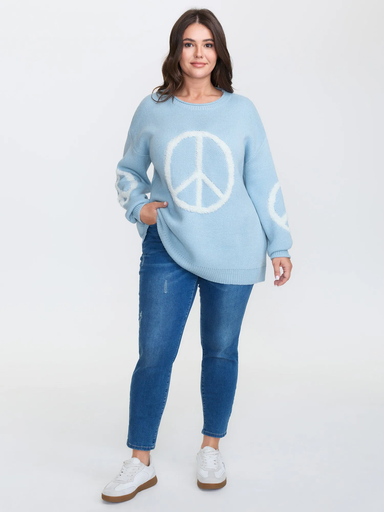 Geometric Pattern Textured Ribbed Hem Pullover sold by Bloomchic product image thumbnail 3