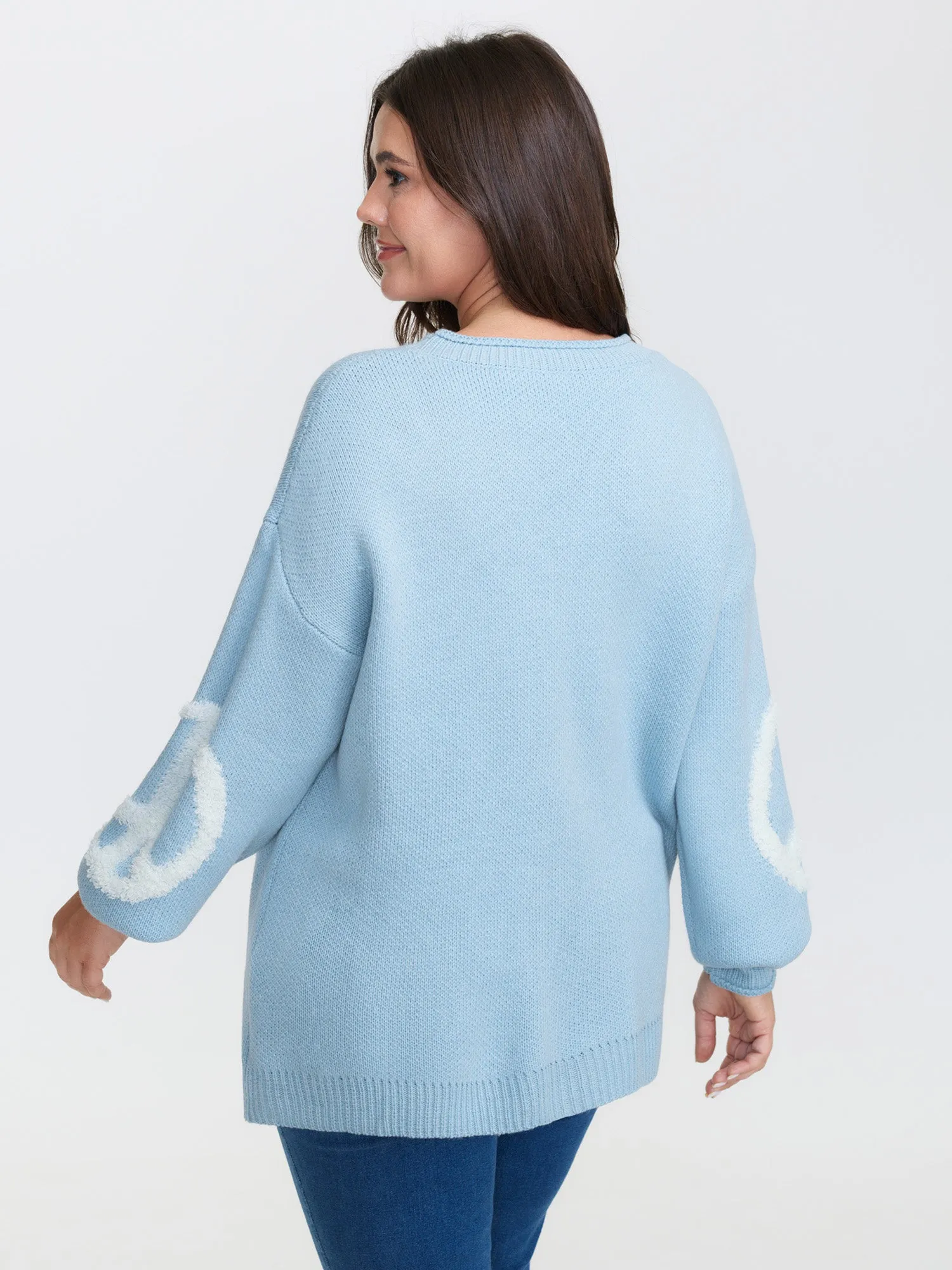 Geometric Pattern Textured Ribbed Hem Pullover sold by Bloomchic product image thumbnail 4