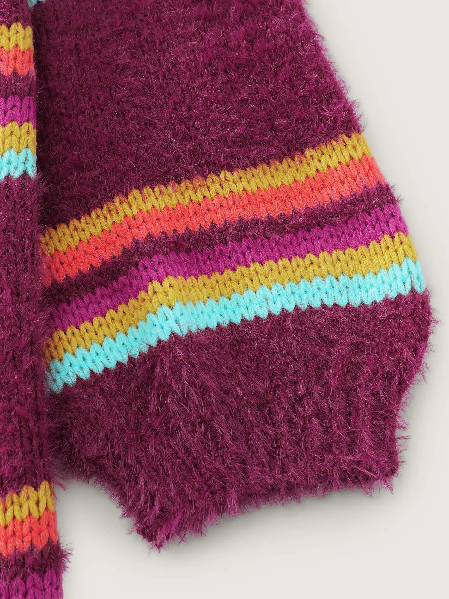 Colorful Stripe Furry Textured Knit Cardigan sold by Bloomchic product image thumbnail 5