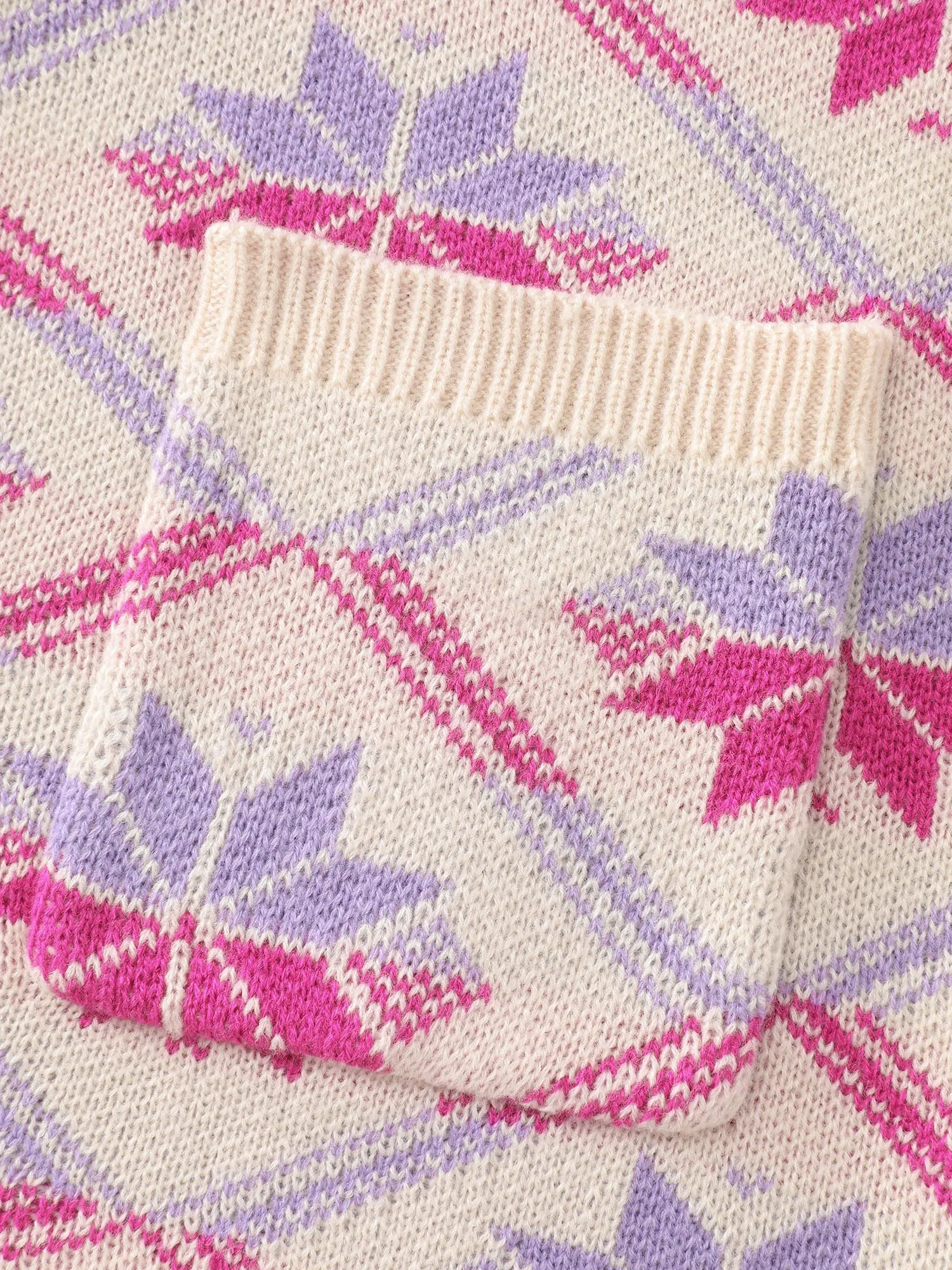 Geometric Snowflake Pattern Pockets Knit Cardigan sold by Bloomchic product image thumbnail 5