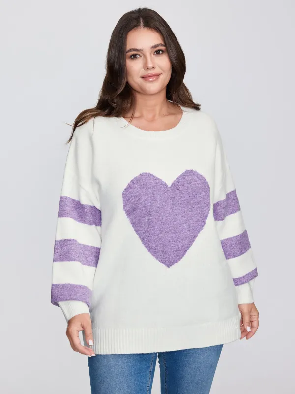 Love Pattern Jacquard Stripe Pullover sold by Bloomchic