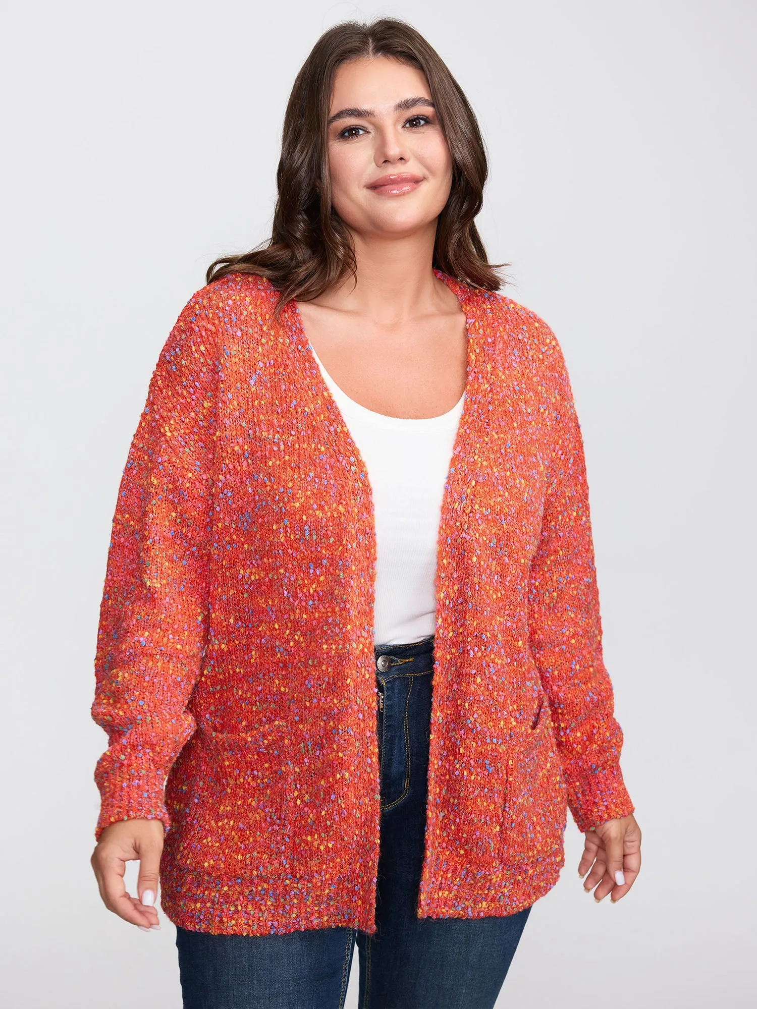 Speckled Textured Pockets Knit Cardigan sold by Bloomchic