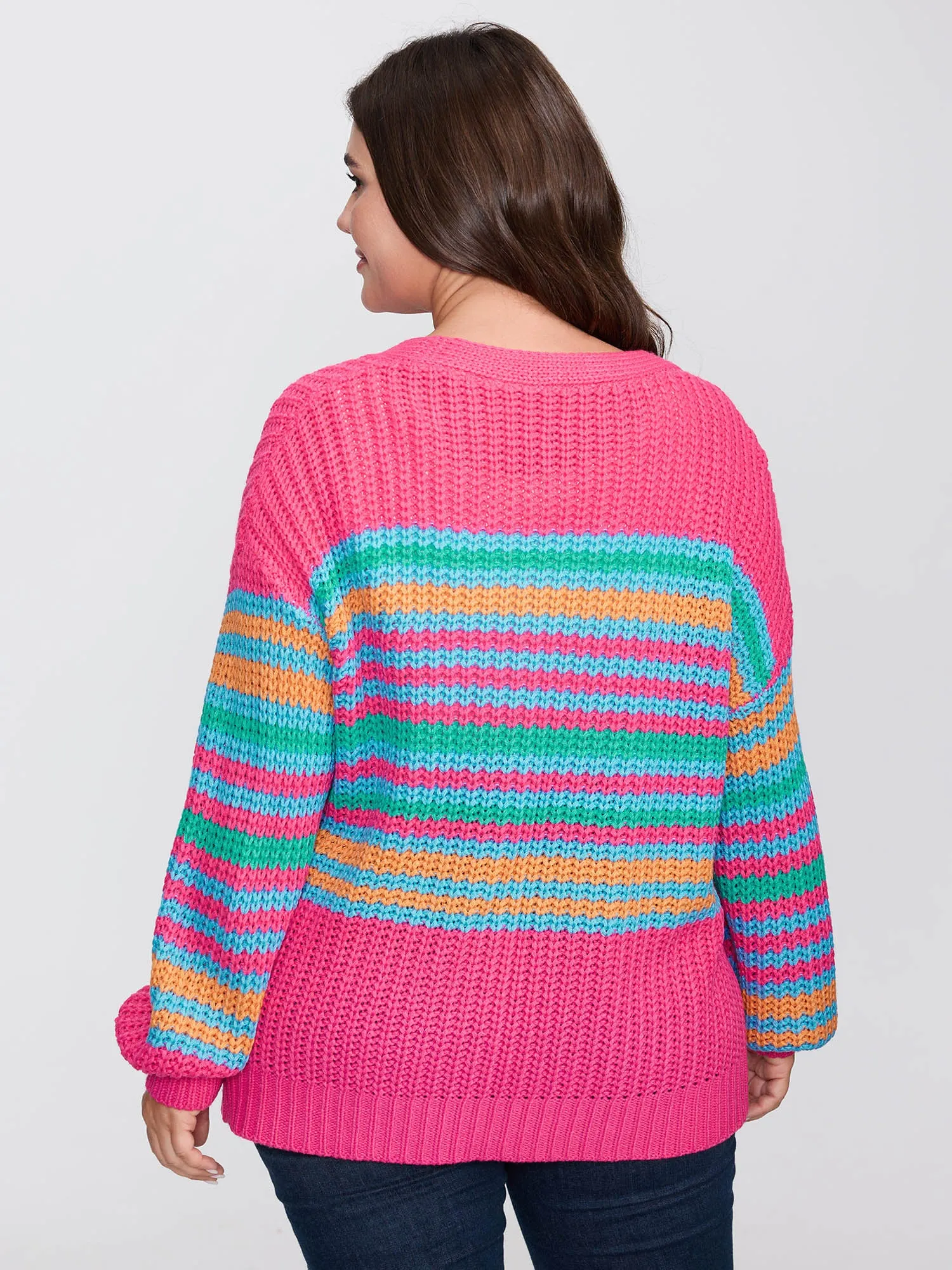 Colorful Stripe Pockets Knit Cardigan sold by Bloomchic product image thumbnail 4