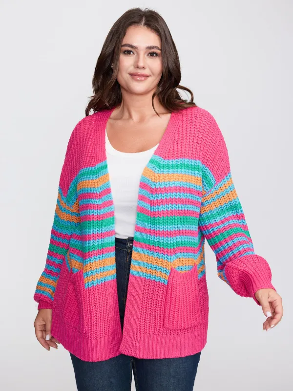 Colorful Stripe Pockets Knit Cardigan sold by Bloomchic
