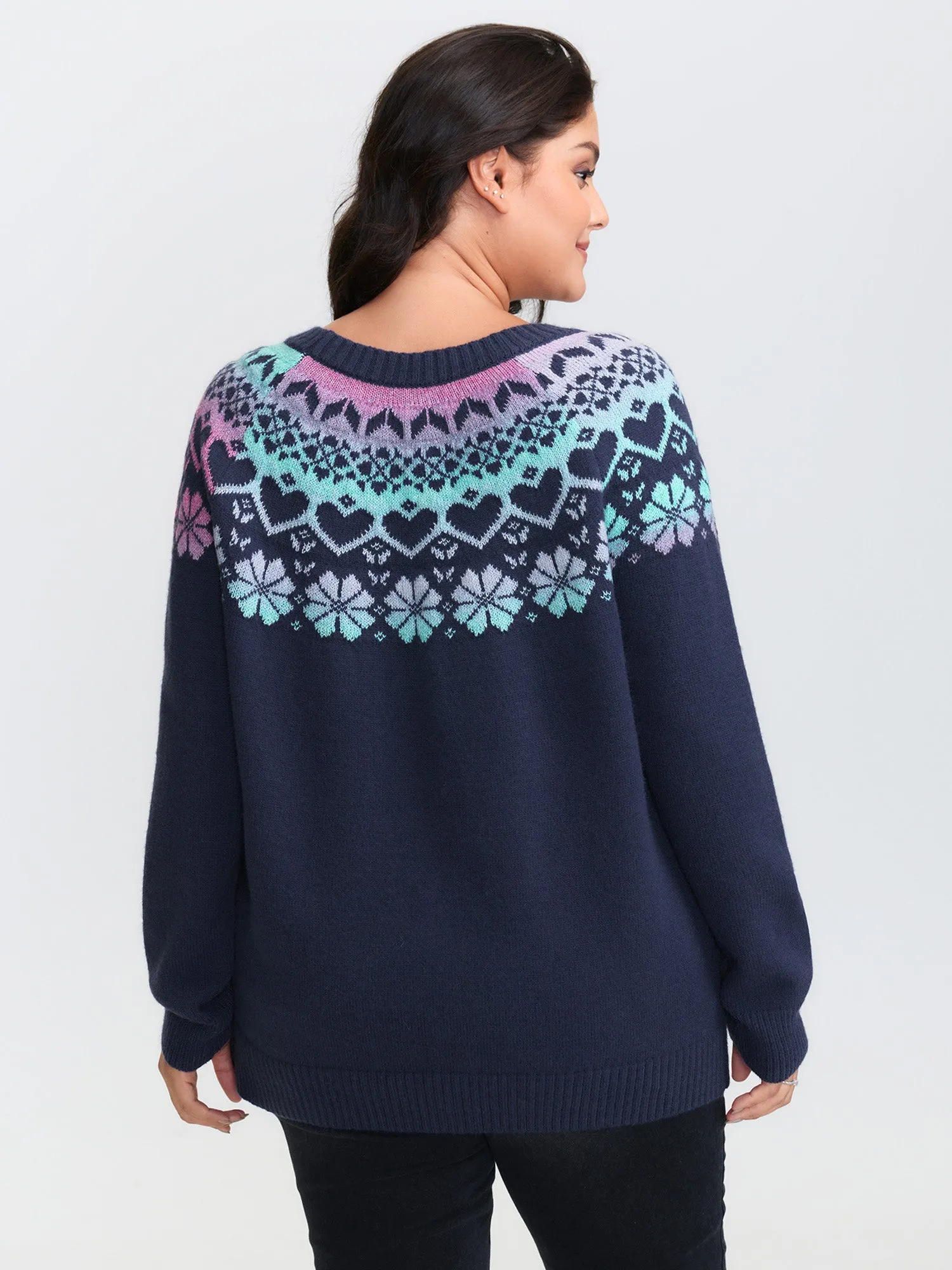 Stretchy Floral Color Gradient Jacquard Pullover sold by Bloomchic product image thumbnail 4
