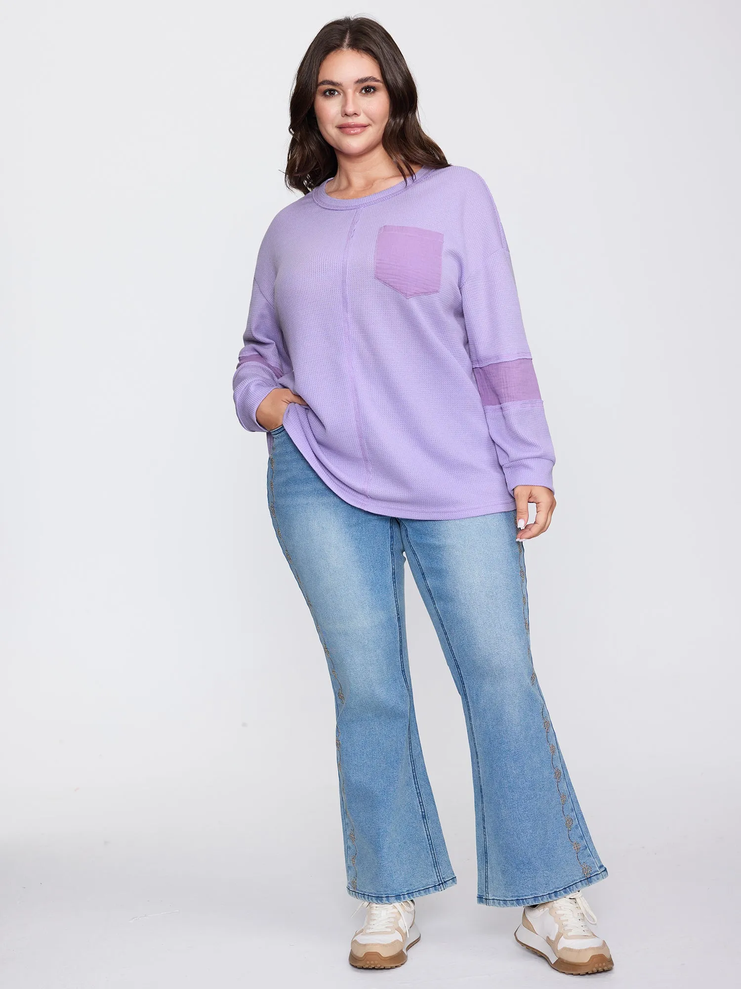 Waffle Weave Color Patchwork T-Shirt sold by Bloomchic product image thumbnail 3