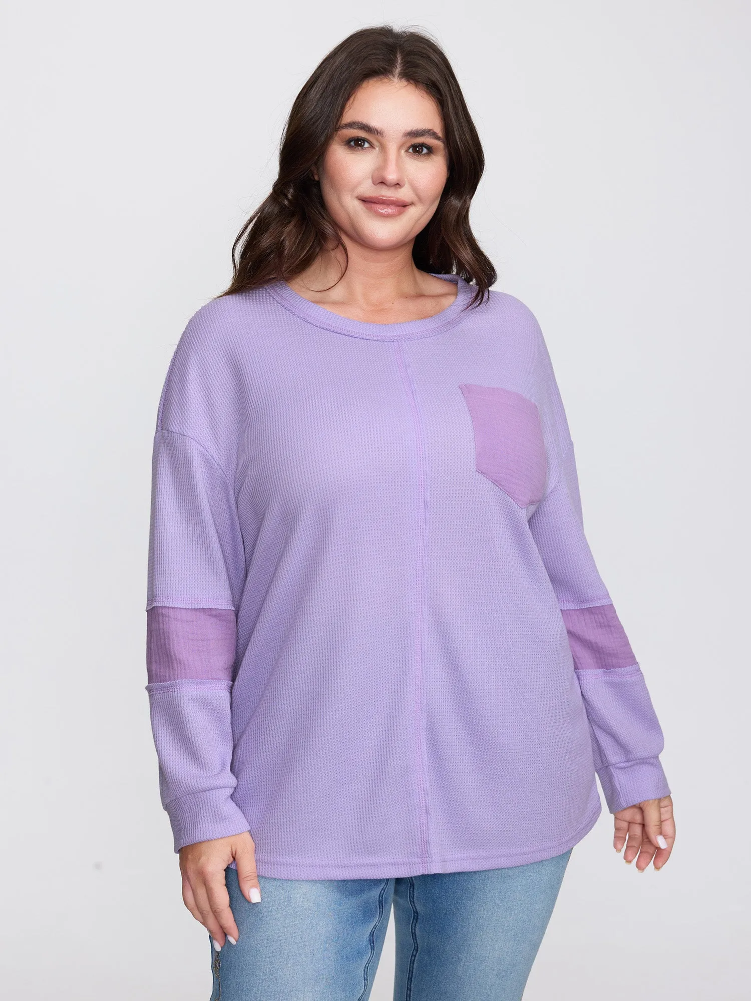 Waffle Weave Color Patchwork T-Shirt sold by Bloomchic