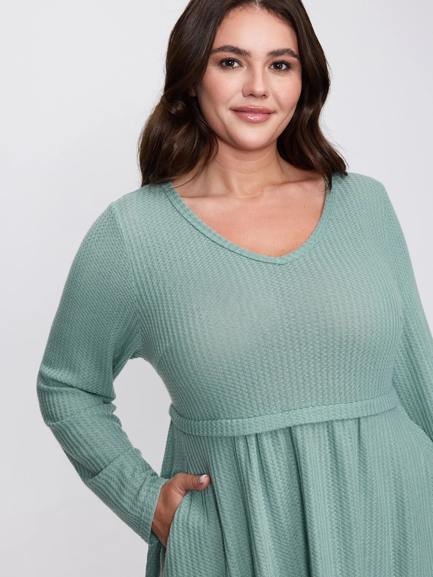 Layered V-Neck Fit and Flare Knit Top sold by Bloomchic product image thumbnail 2