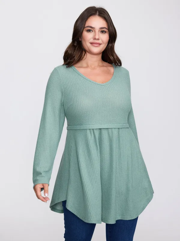 Layered V-Neck Fit and Flare Knit Top sold by Bloomchic