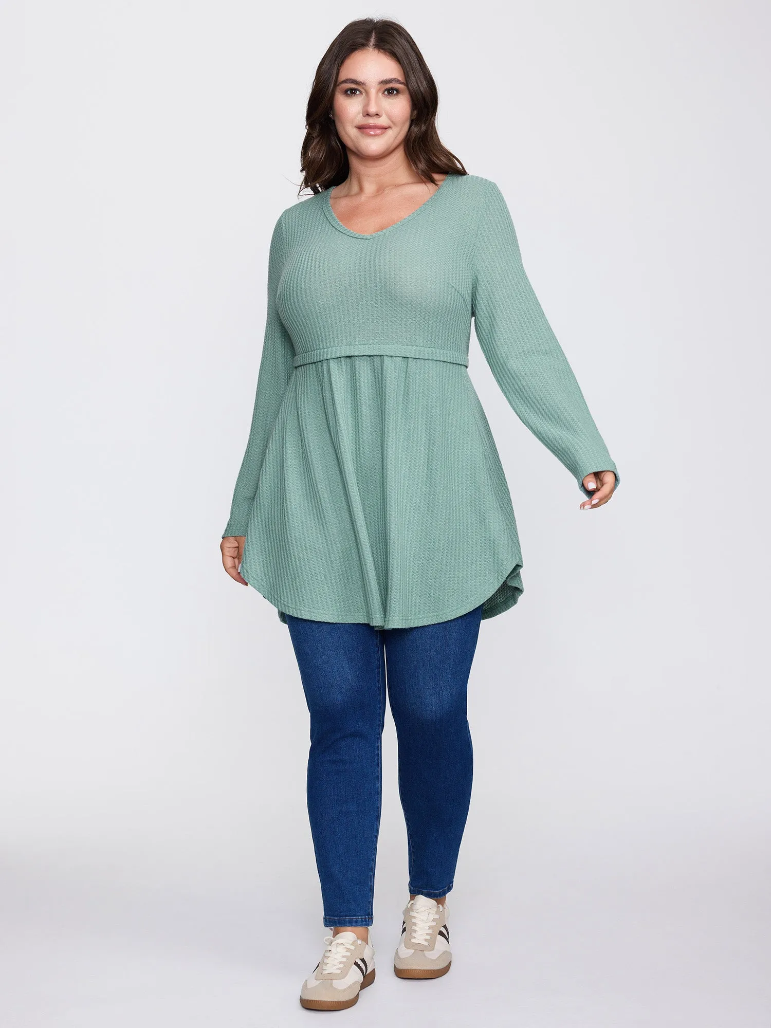 Layered V-Neck Fit and Flare Knit Top sold by Bloomchic product image thumbnail 3