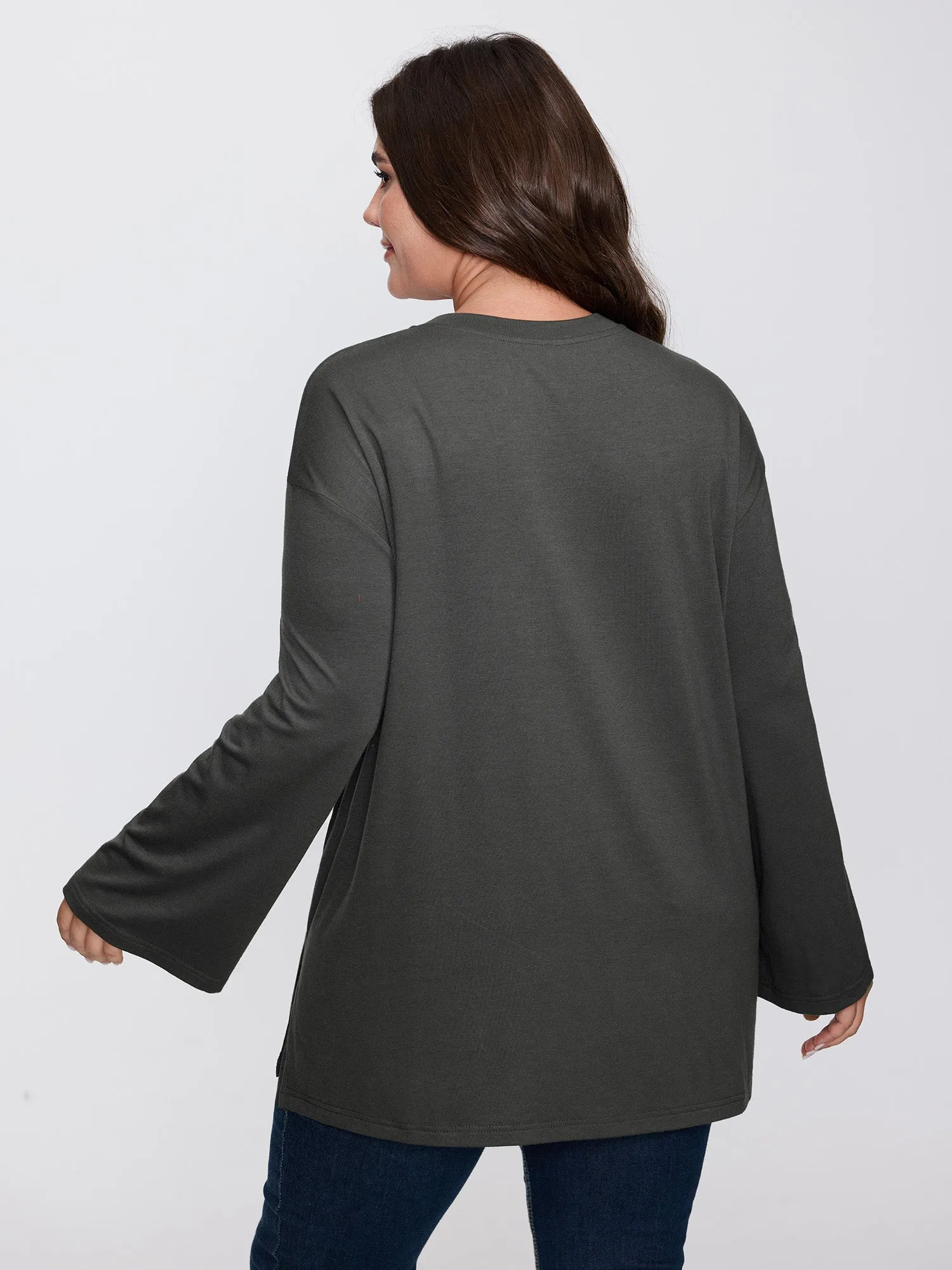 Floral Lace Pattern Round Neck T-Shirt sold by Bloomchic product image thumbnail 4