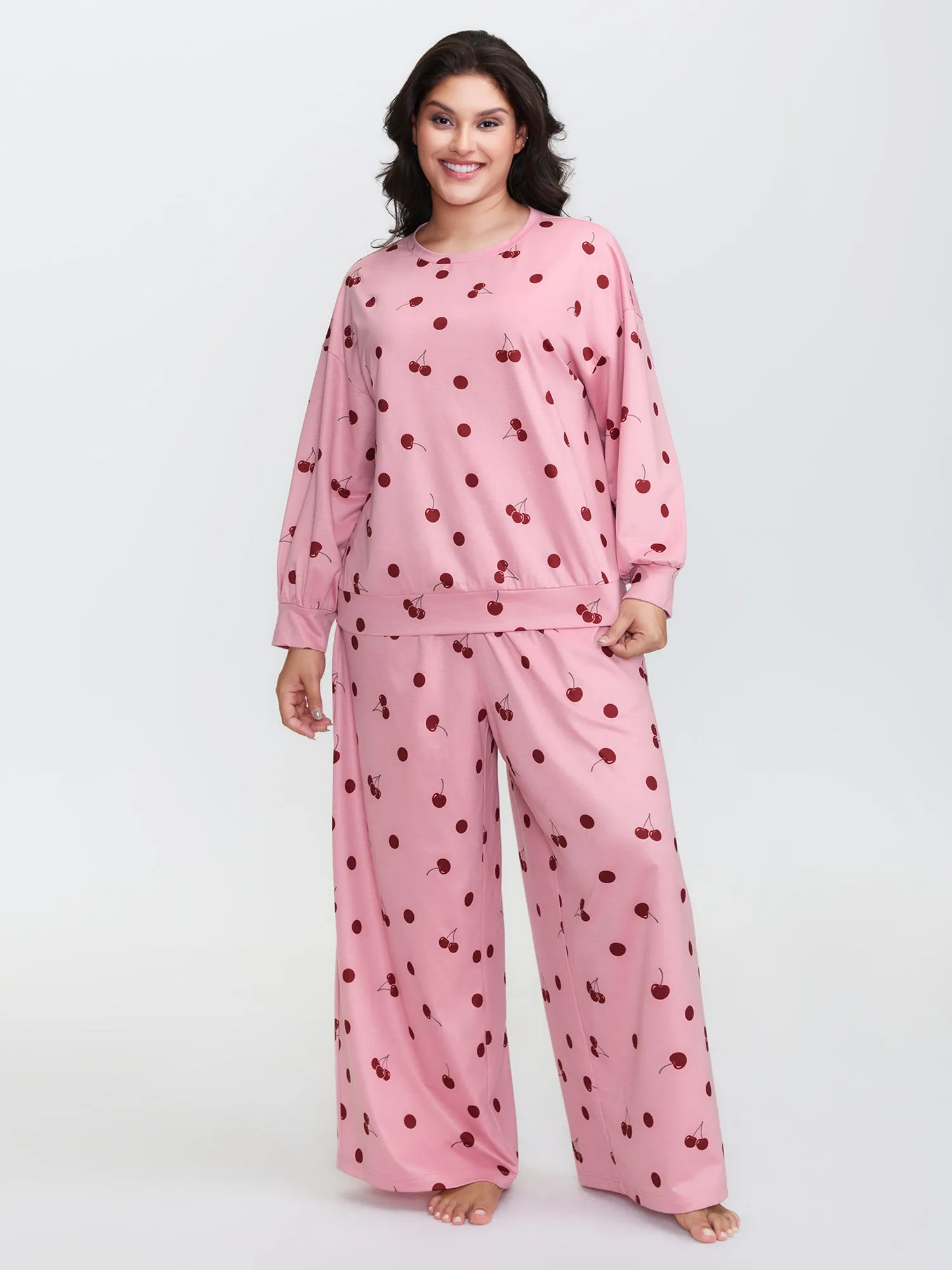 Playful Cherry Print Loungewear Set sold by Bloomchic