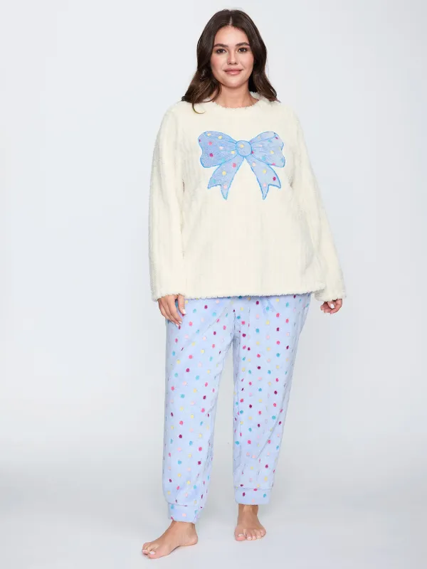 Bow Beautiful Applique Embroidery Lounge Top sold by Bloomchic