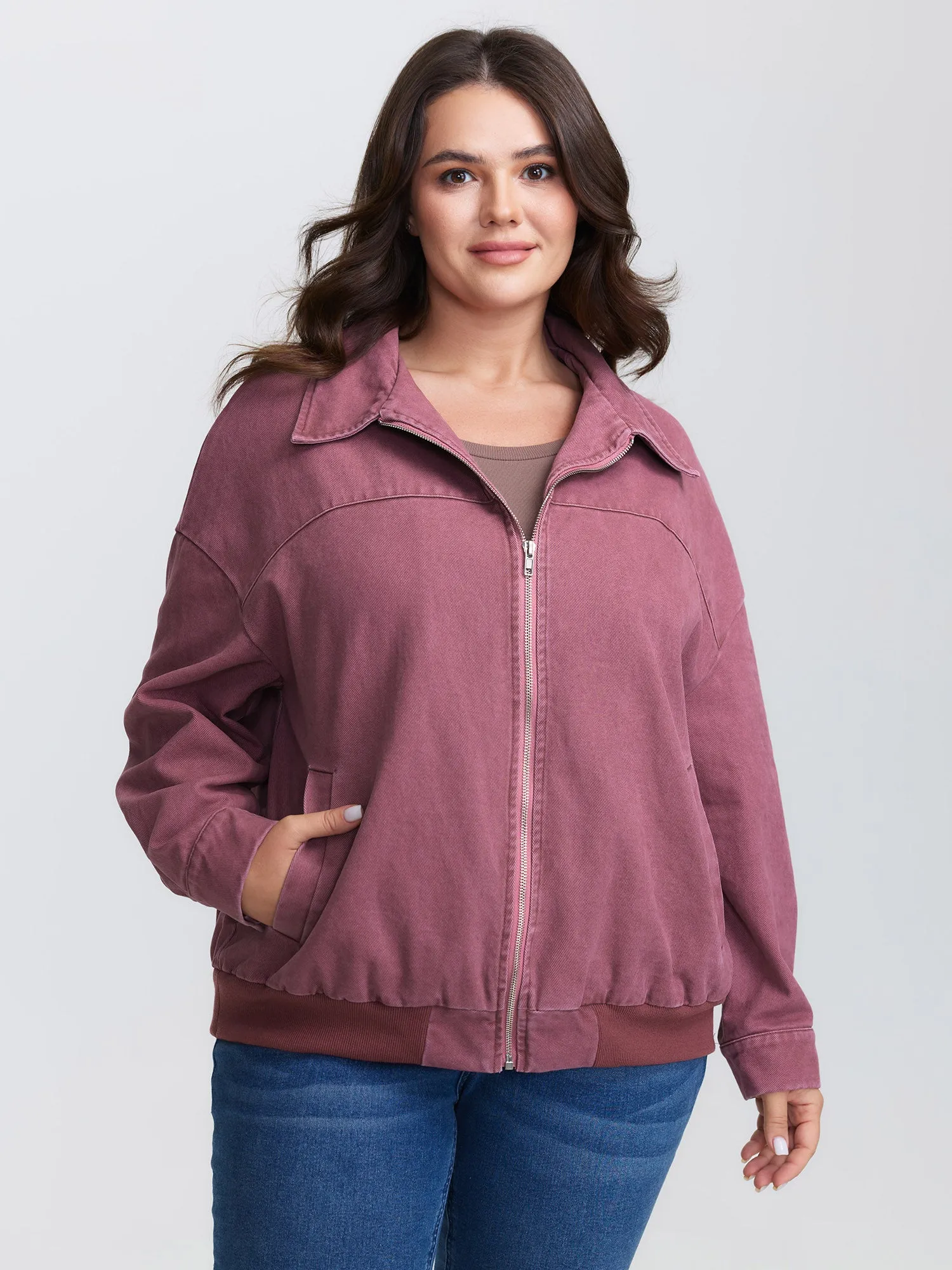 Pure Cotton Washed Zipper Jacket sold by Bloomchic