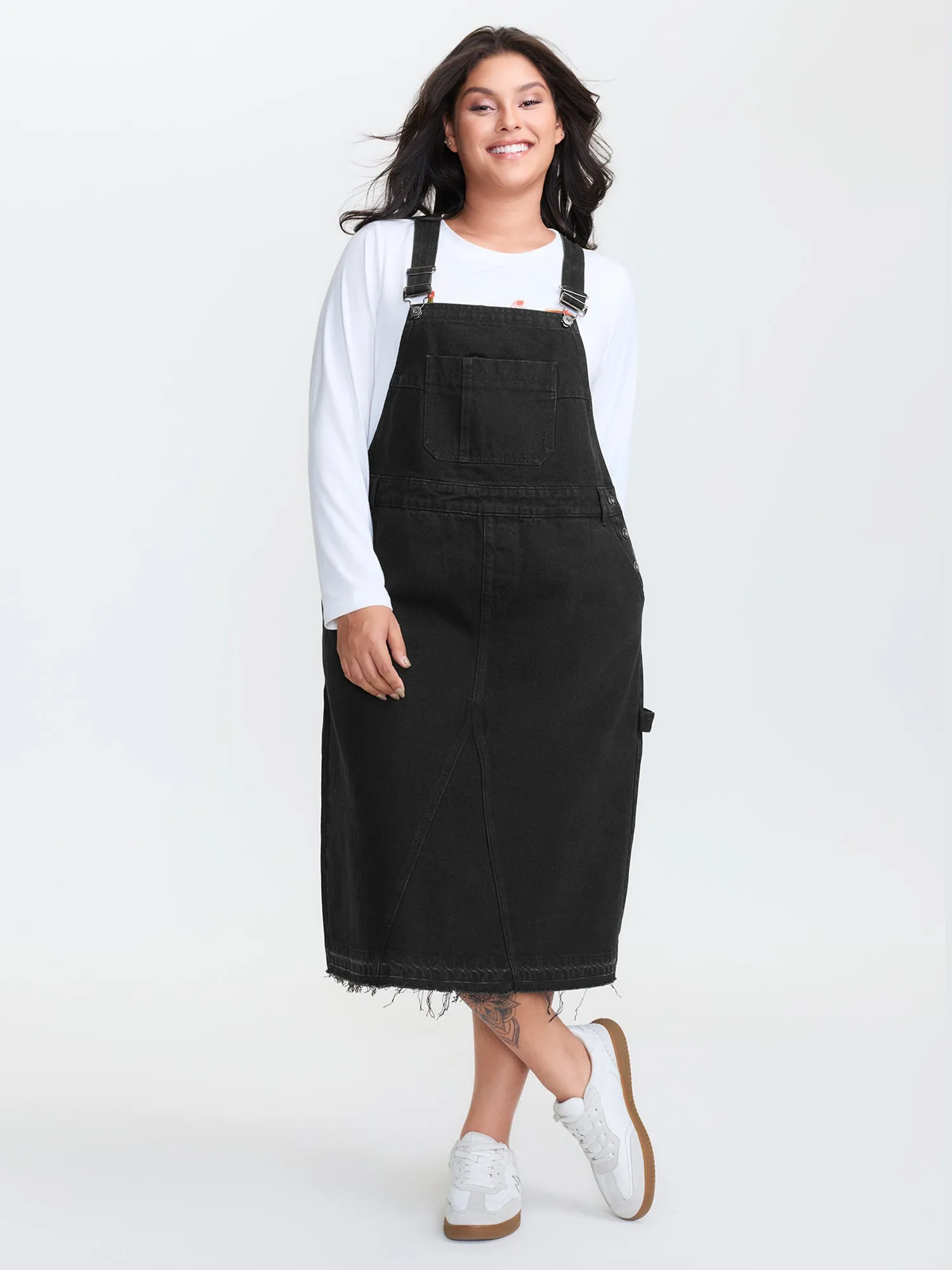 Cotton Overall Adjustable Straps Denim Dress sold by Bloomchic