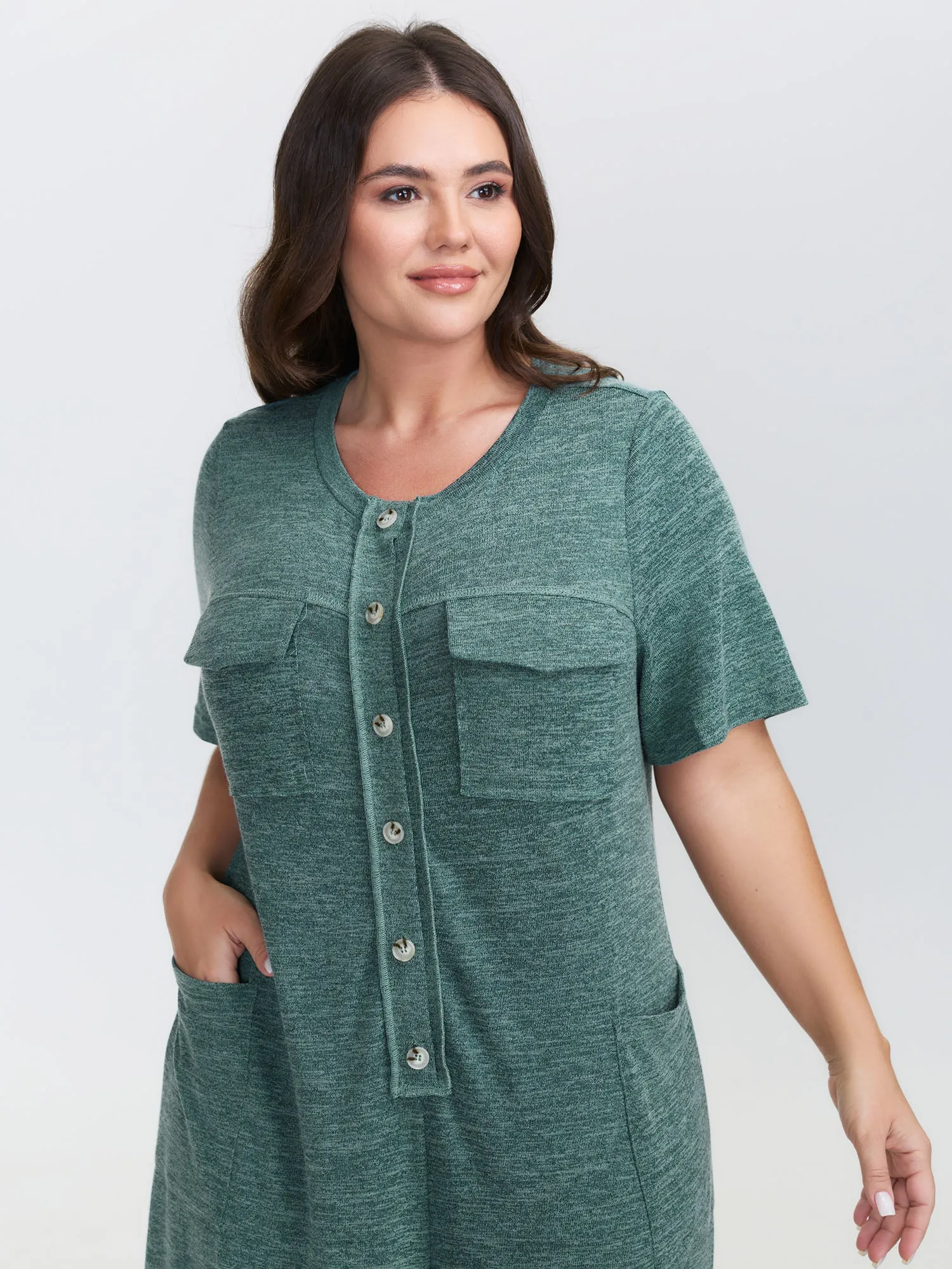 Supersoft Heather Button Placket Jumpsuit sold by Bloomchic product image thumbnail 2