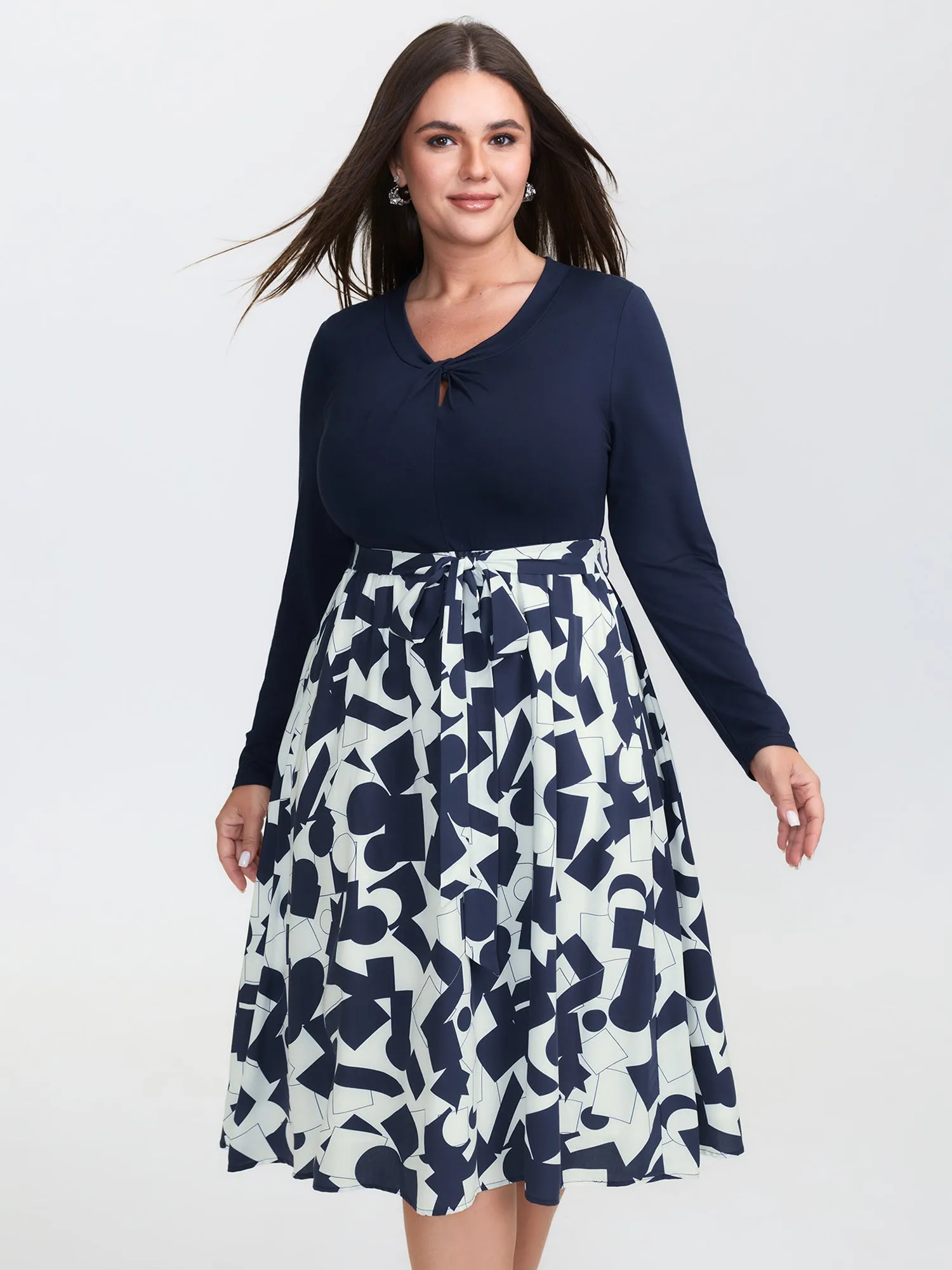 Supersoft Twist Neckline Floral Knit Midi Dress sold by Bloomchic product image thumbnail 2