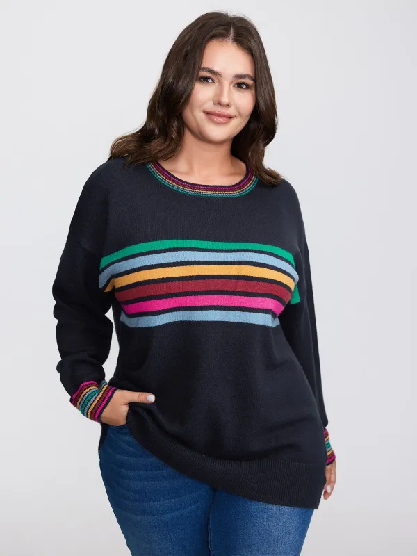 Supersoft Colorful Stripe Pullover sold by Bloomchic