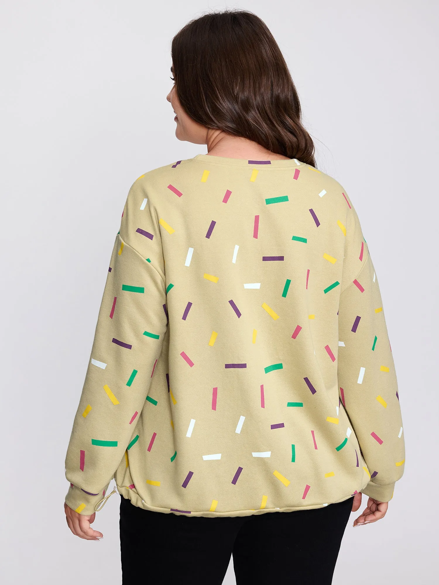 Colorful Confetti Print Round Neck Sweatshirt sold by Bloomchic product image thumbnail 4