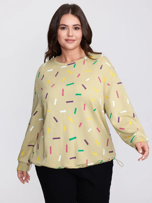 Colorful Confetti Print Round Neck Sweatshirt sold by Bloomchic