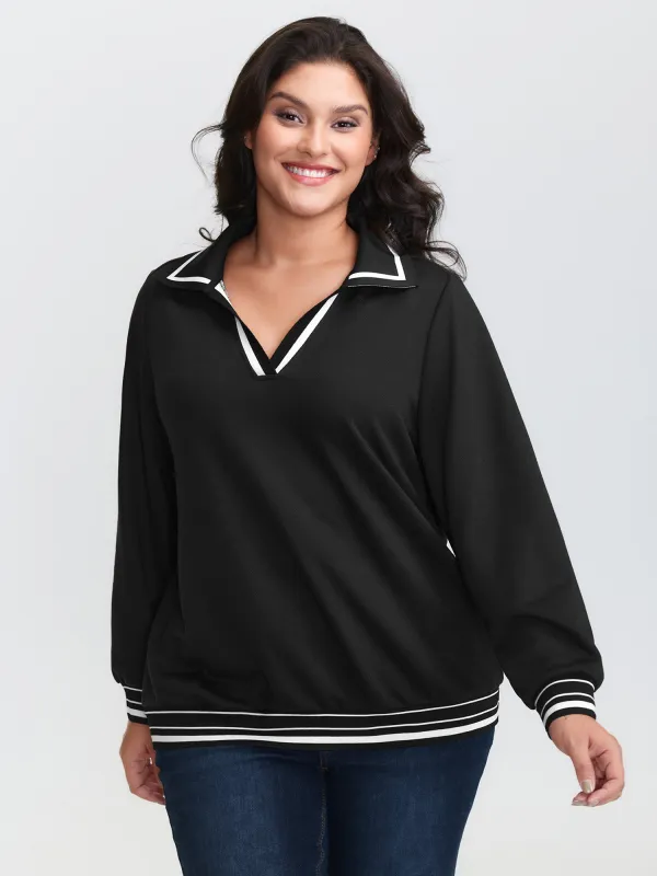 Stretchy Color Contrast Sweatshirt sold by Bloomchic