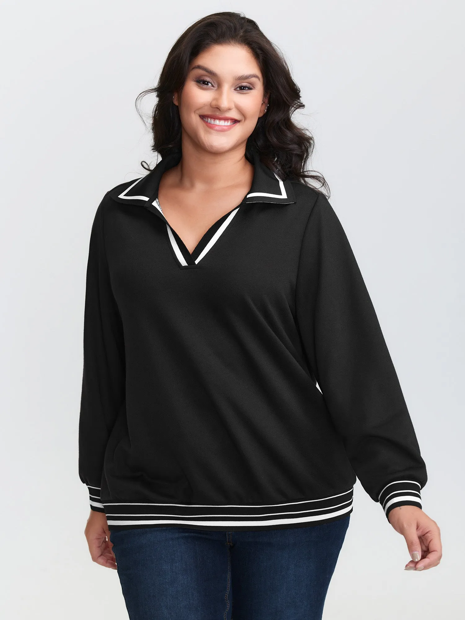 Stretchy Color Contrast Sweatshirt sold by Bloomchic