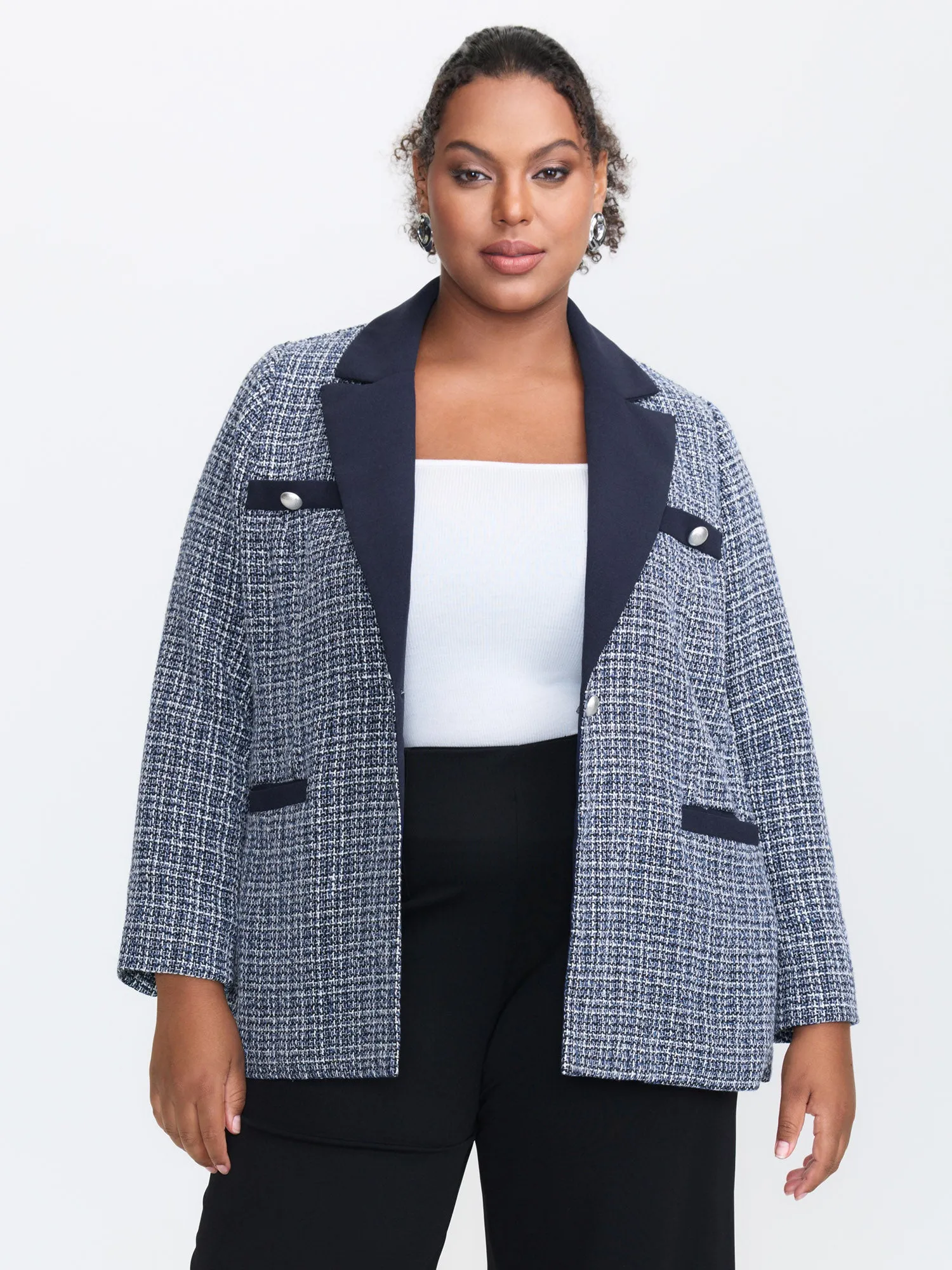 Tweed Color Contrast Blazer sold by Bloomchic product image thumbnail 3