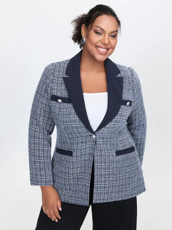 Tweed Color Contrast Blazer sold by Bloomchic