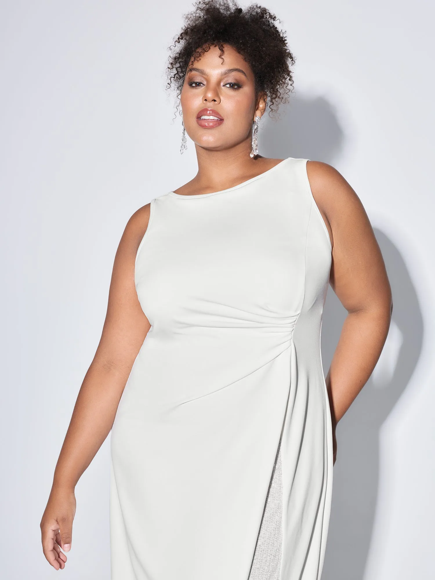 Sparkle Sequins Slit Drape Midi Dress sold by Bloomchic product image thumbnail 2