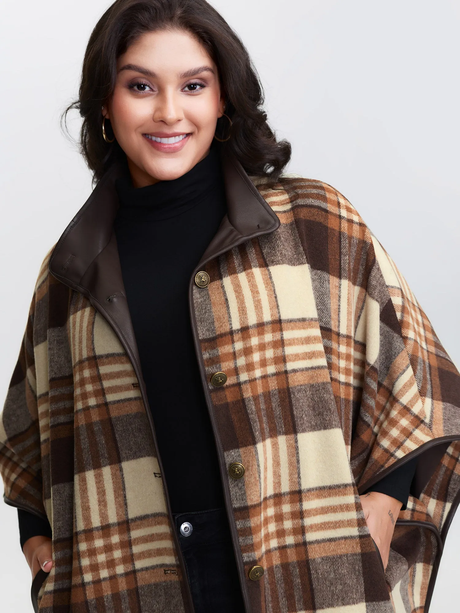 Plaid Print Collar Pockets Coat sold by Bloomchic product image thumbnail 3