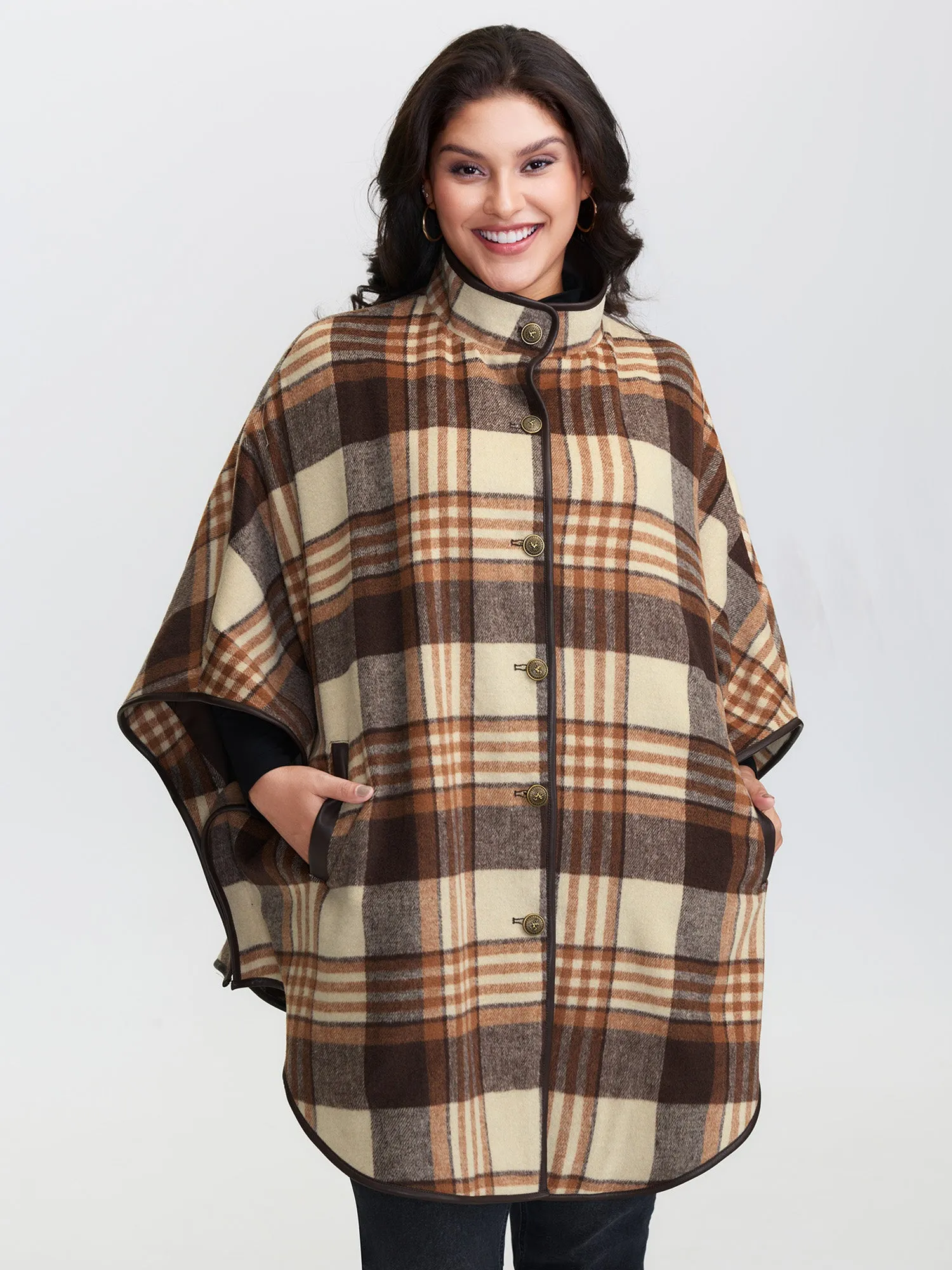 Plaid Print Collar Pockets Coat sold by Bloomchic product image thumbnail 2