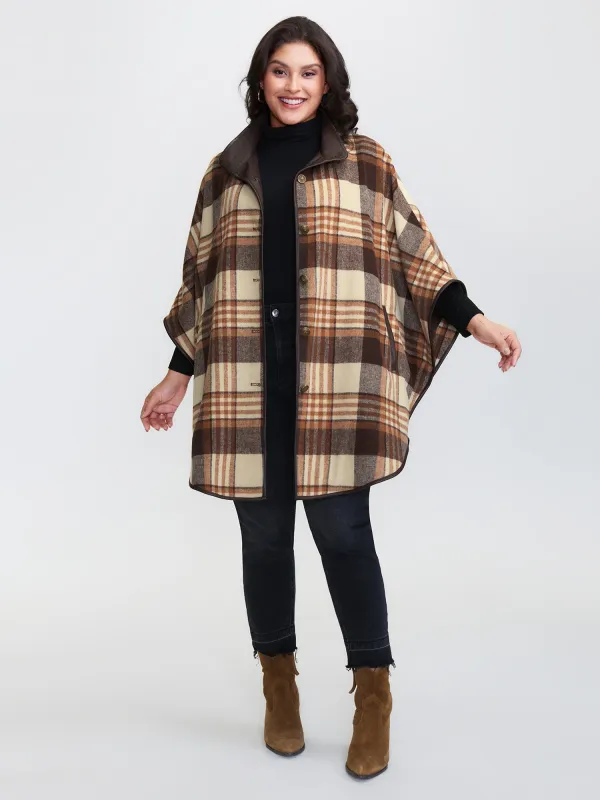 Plaid Print Collar Pockets Coat sold by Bloomchic