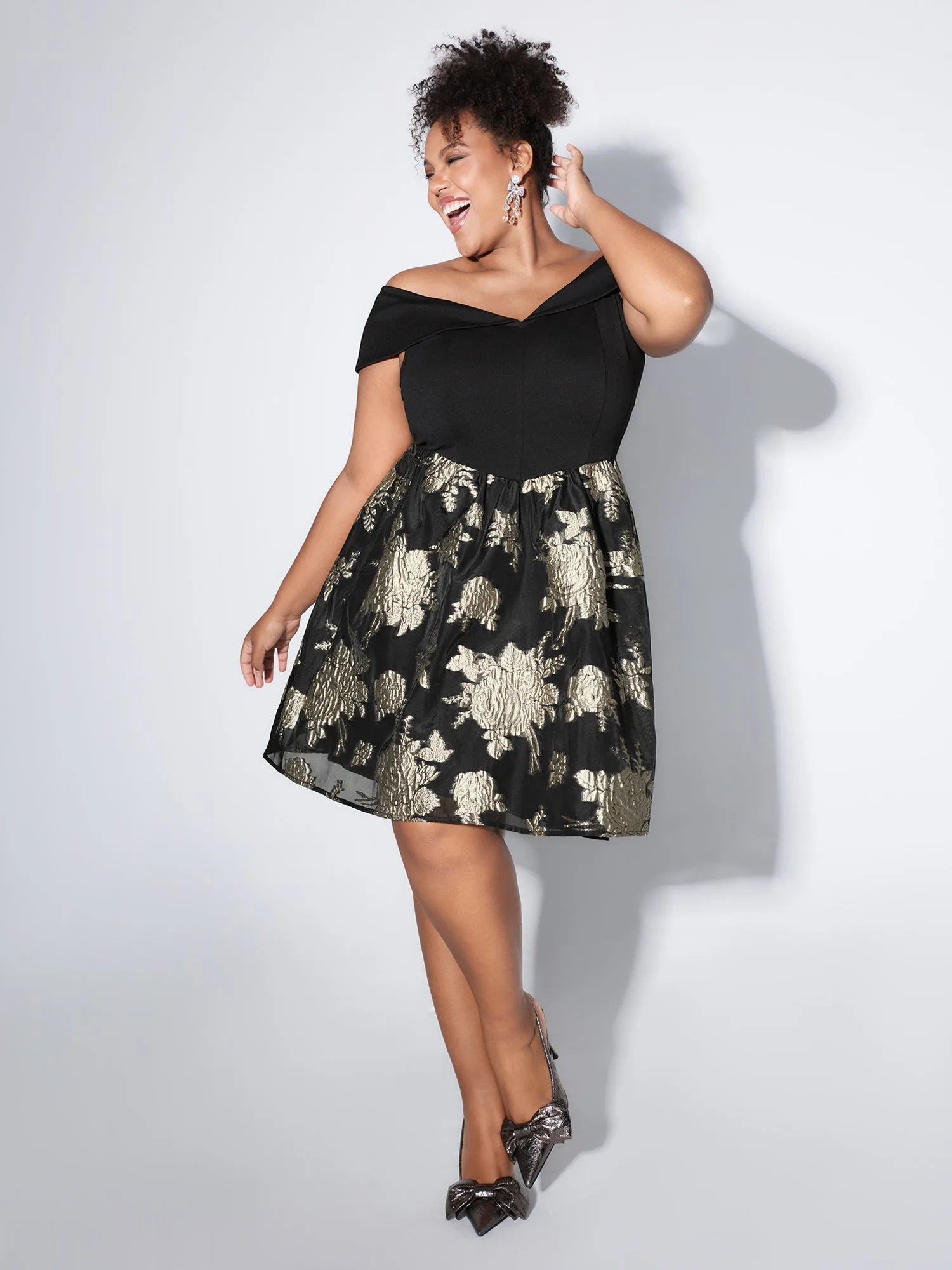 Floral Off-shoulder Pleated Mini Dress sold by Bloomchic product image thumbnail 2