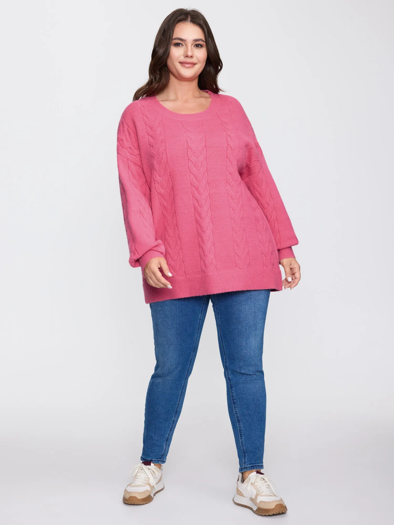 Stretch Cableknit Textured Round Neck Pullover sold by Bloomchic product image thumbnail 3