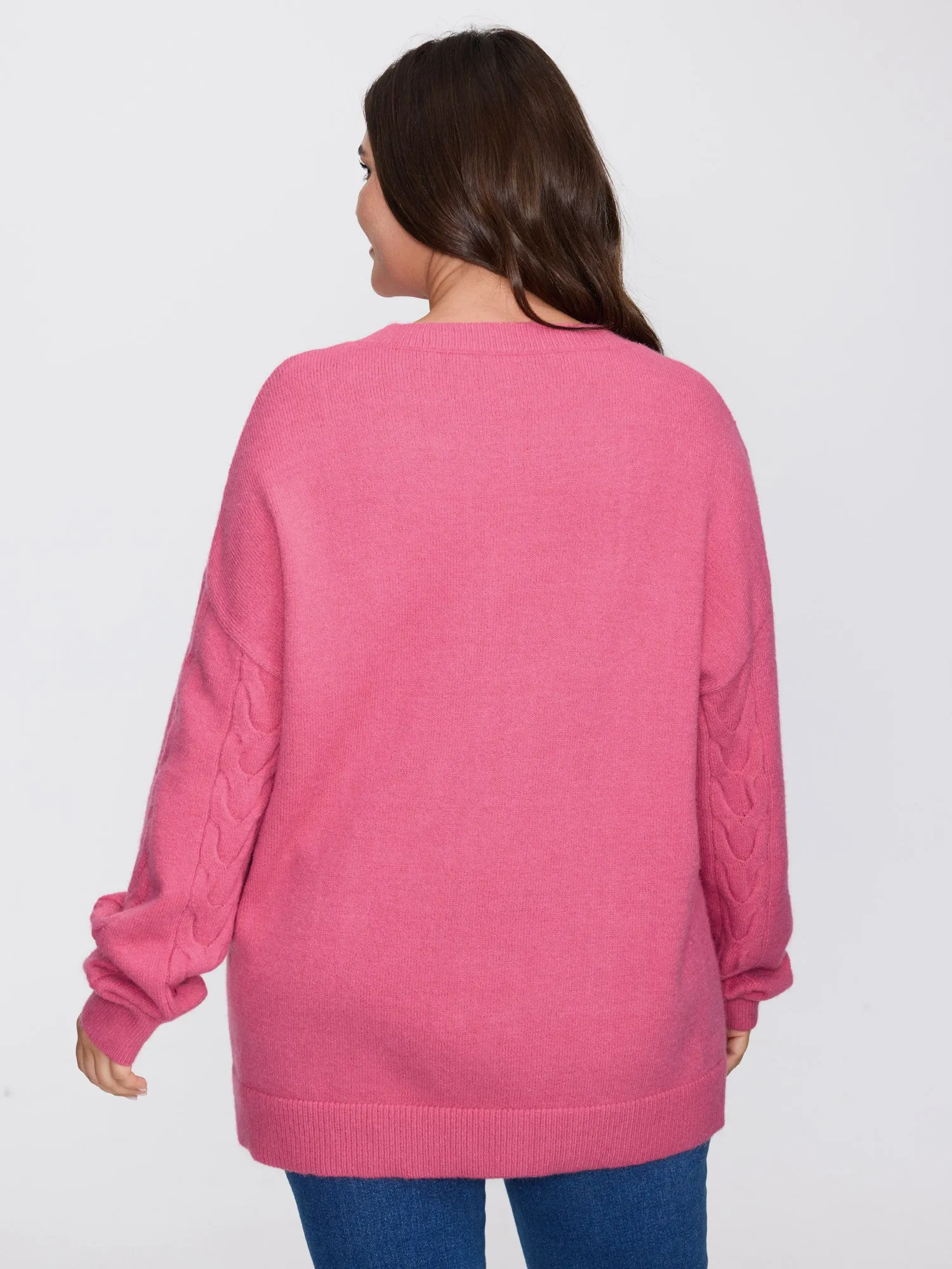 Stretch Cableknit Textured Round Neck Pullover sold by Bloomchic product image thumbnail 4