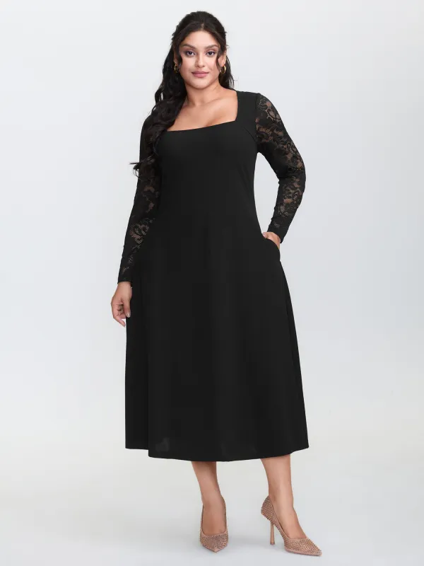 Sheer Floral Lace Fitted Midi Dress sold by Bloomchic