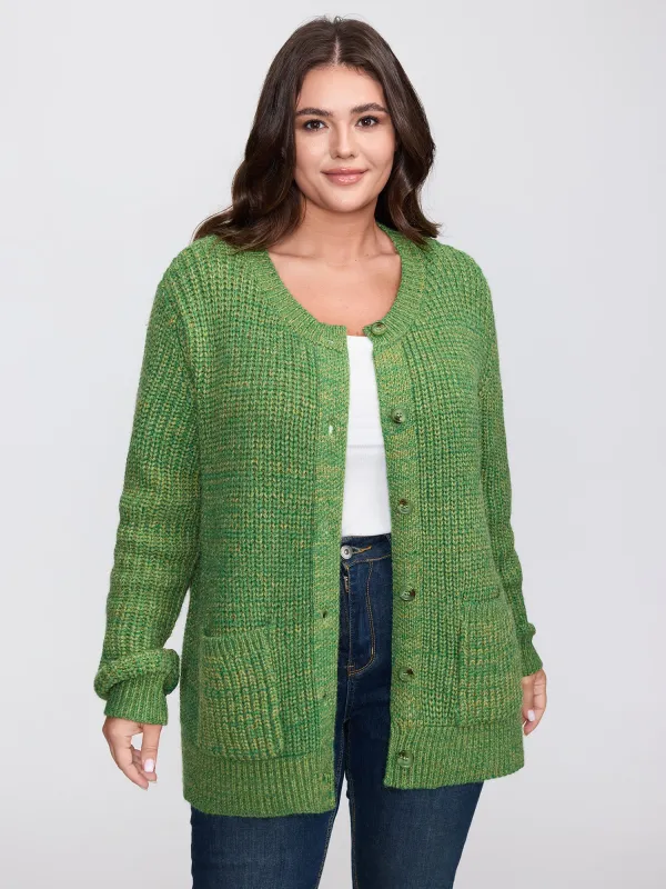 Heather Pockets Button Knit Cardigan sold by Bloomchic